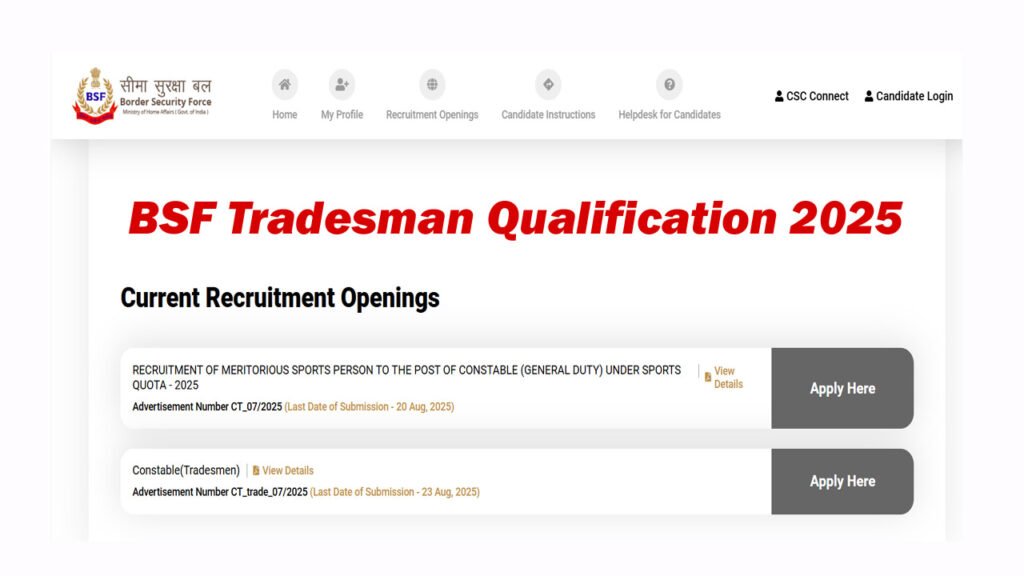 BSF Constable Tradesman Recruitment 2025