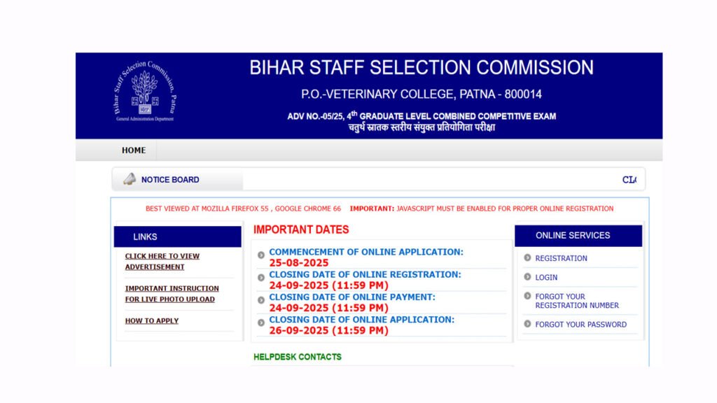 BSSC CGL Online Form 2025