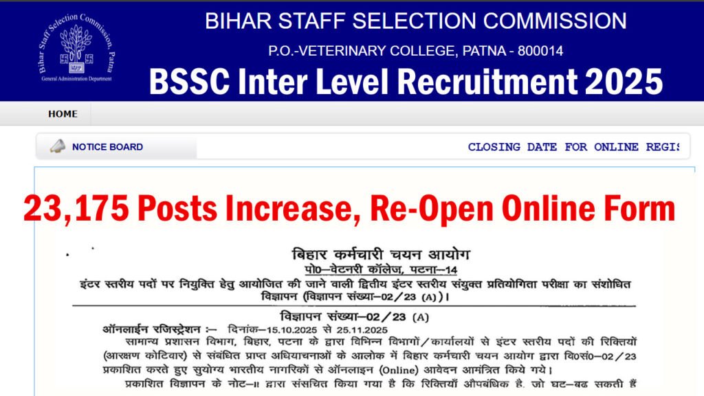 BSSC Inter Level Recruitment 2025
