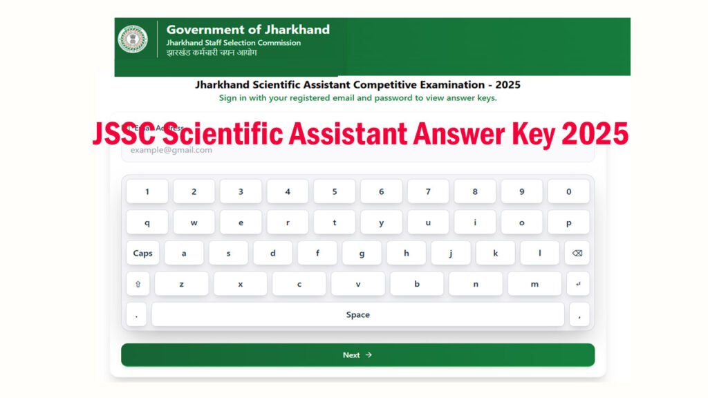 JSSC Scientific Assistant Answer Key 2025